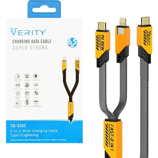 کابل شارژ و دیتا تایپ سی و لایتنینگ VERITY مدل CB-3165