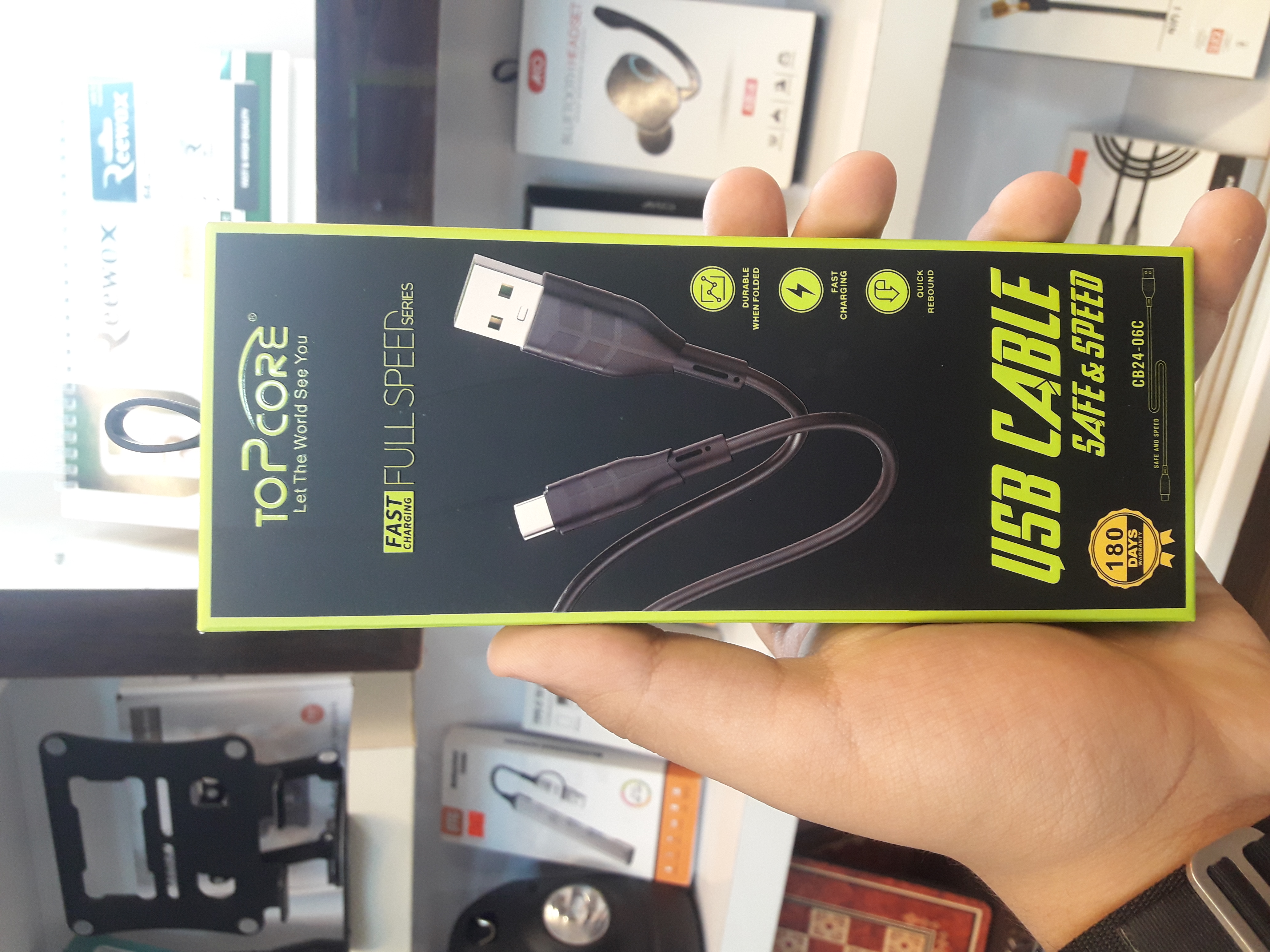 کابل شارژ تایپ سی TopCore مدل CB24-07C فست شارژ